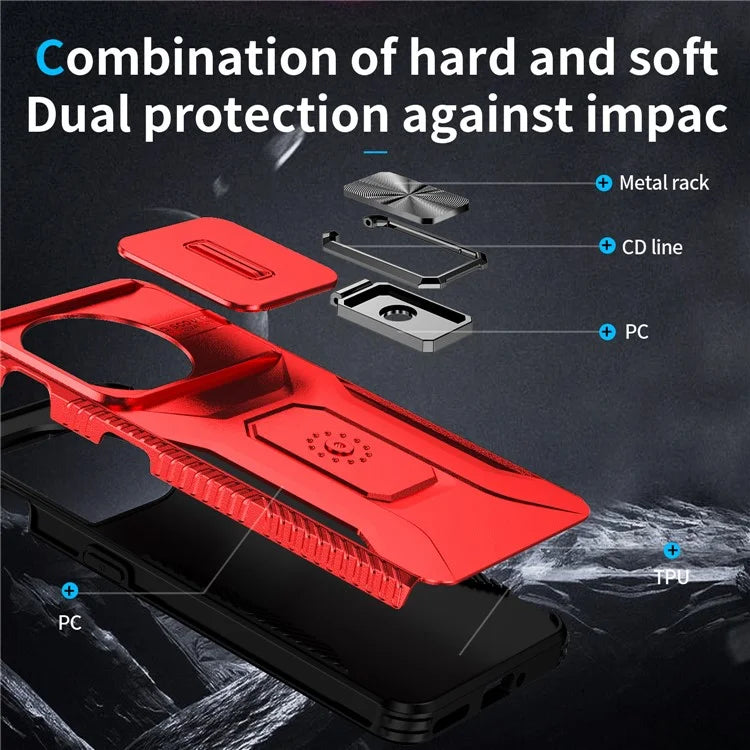 For OnePlus 11 5G Case TPU+PC Ring Kickstand Lens Lid Phone Cover