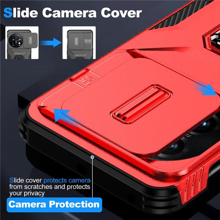 For OnePlus 11 5G Case TPU+PC Ring Kickstand Lens Lid Phone Cover