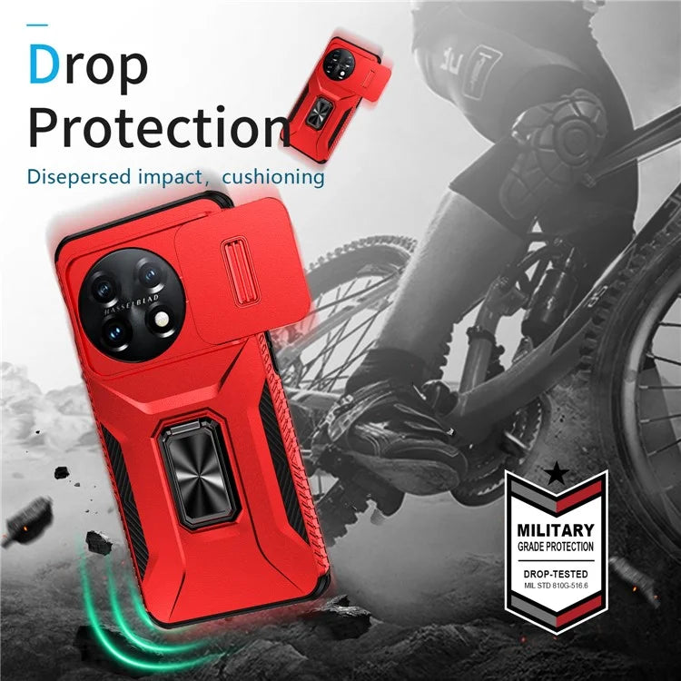 For OnePlus 11 5G Case TPU+PC Ring Kickstand Lens Lid Phone Cover
