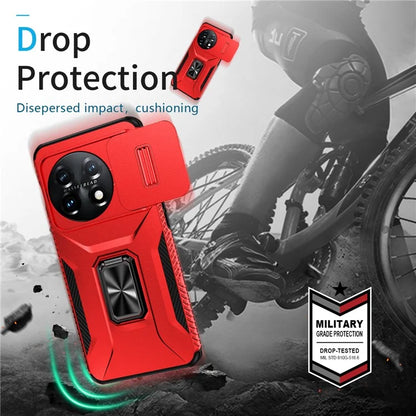 For OnePlus 11 5G Case TPU+PC Ring Kickstand Lens Lid Phone Cover