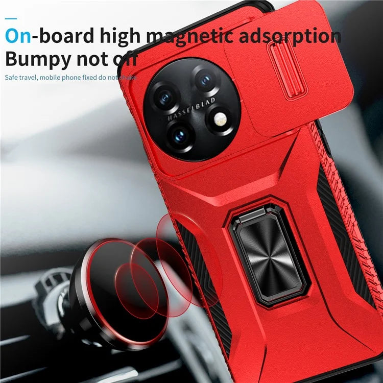 For OnePlus 11 5G Case TPU+PC Ring Kickstand Lens Lid Phone Cover