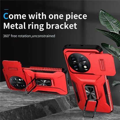 For OnePlus 11 5G Case TPU+PC Ring Kickstand Lens Lid Phone Cover