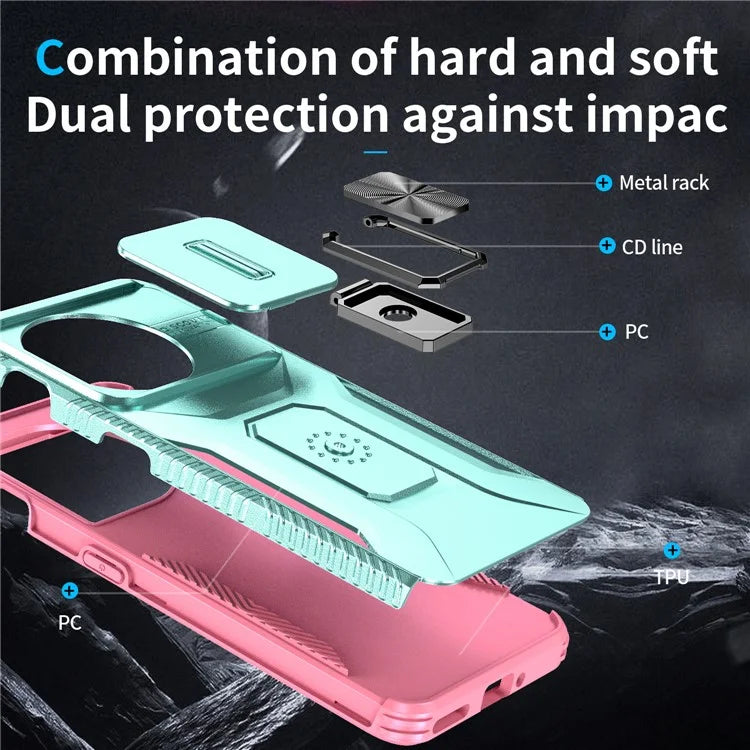 For OnePlus 11 5G Case TPU+PC Ring Kickstand Lens Lid Phone Cover