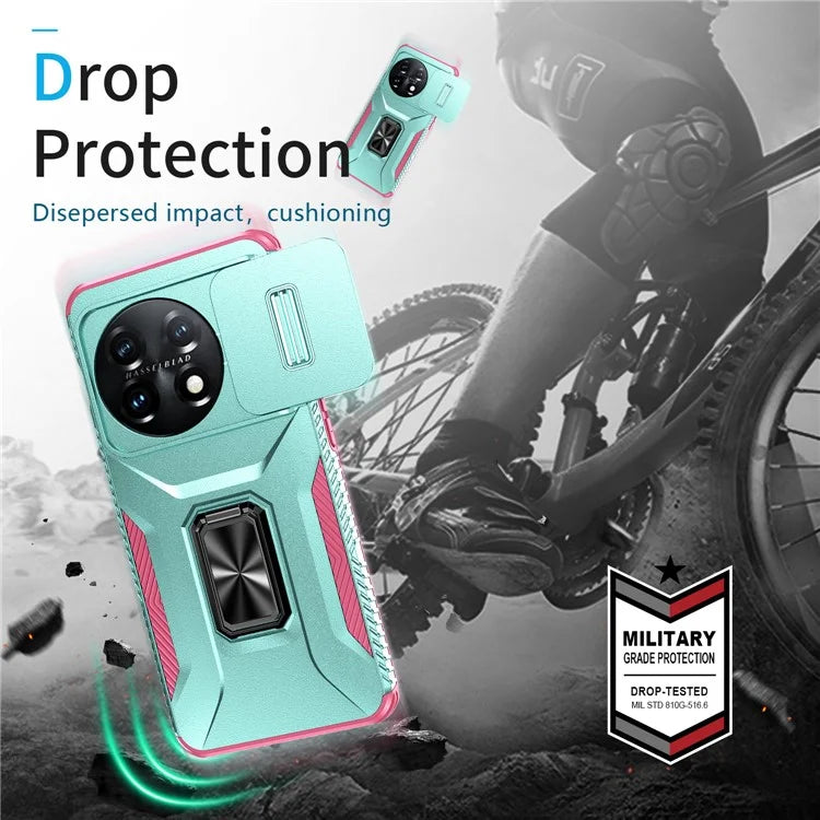 For OnePlus 11 5G Case TPU+PC Ring Kickstand Lens Lid Phone Cover