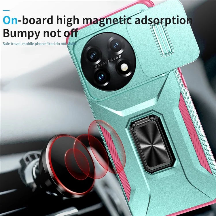 For OnePlus 11 5G Case TPU+PC Ring Kickstand Lens Lid Phone Cover
