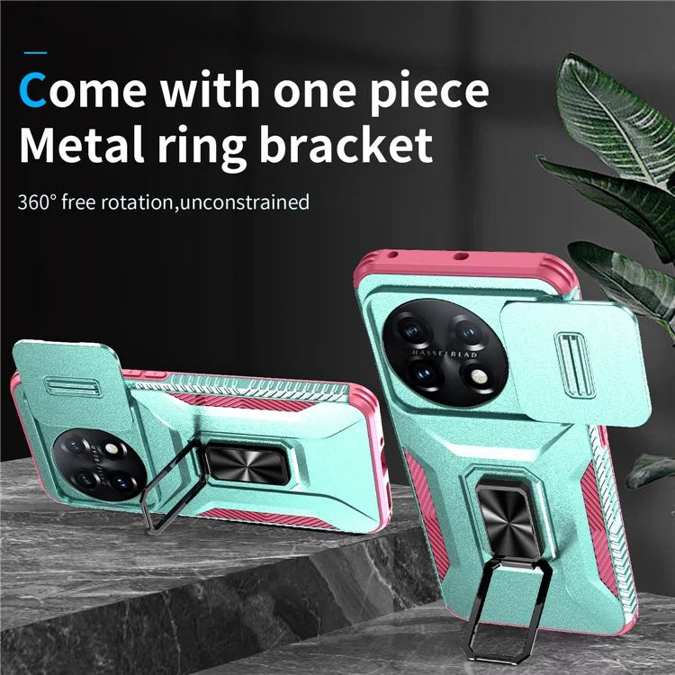 For OnePlus 11 5G Case TPU+PC Ring Kickstand Lens Lid Phone Cover