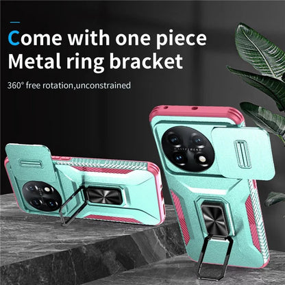 For OnePlus 11 5G Case TPU+PC Ring Kickstand Lens Lid Phone Cover