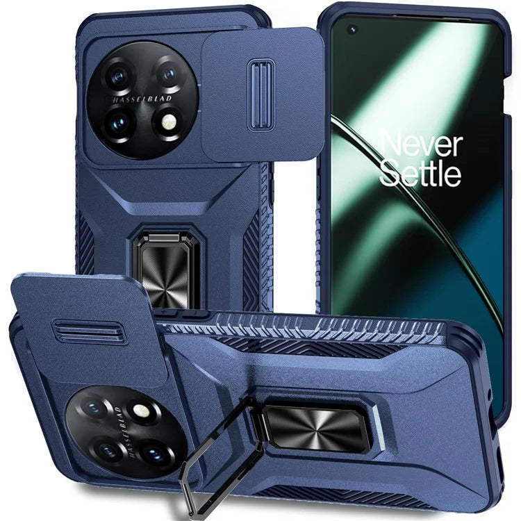 For OnePlus 11 5G Case TPU+PC Ring Kickstand Lens Lid Phone Cover
