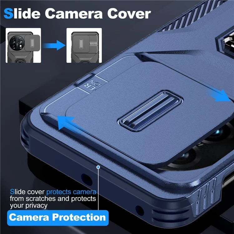 For OnePlus 11 5G Case TPU+PC Ring Kickstand Lens Lid Phone Cover