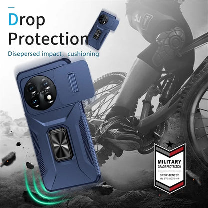 For OnePlus 11 5G Case TPU+PC Ring Kickstand Lens Lid Phone Cover