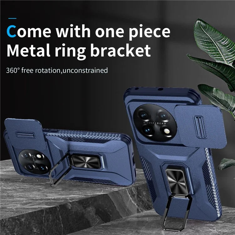 For OnePlus 11 5G Case TPU+PC Ring Kickstand Lens Lid Phone Cover