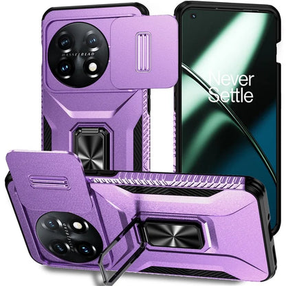 For OnePlus 11 5G Case TPU+PC Ring Kickstand Lens Lid Phone Cover