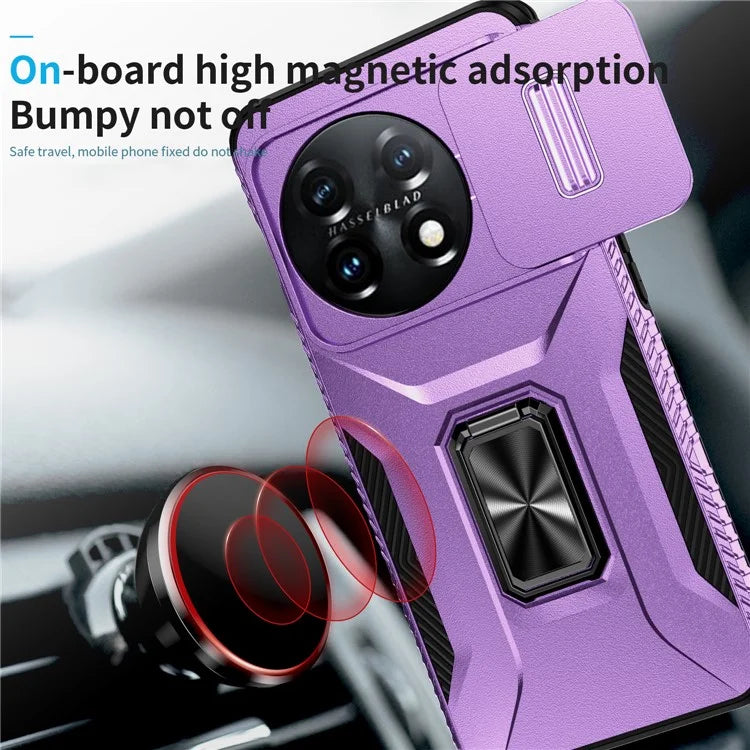 For OnePlus 11 5G Case TPU+PC Ring Kickstand Lens Lid Phone Cover