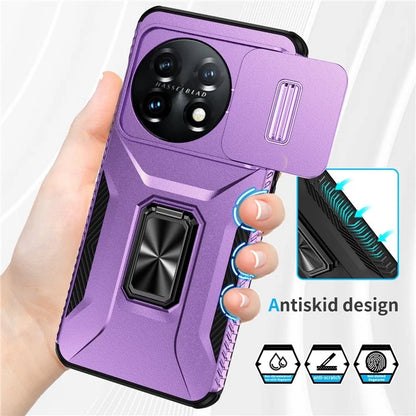 For OnePlus 11 5G Case TPU+PC Ring Kickstand Lens Lid Phone Cover