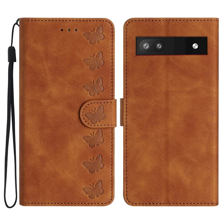 For Google Pixel 8a Case Anti-Scratch Phone Shell Imprinted Leather Wallet Stand Cover