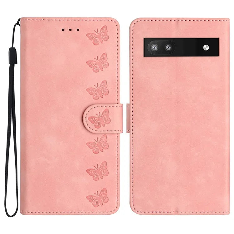 For Google Pixel 8a Case Anti-Scratch Phone Shell Imprinted Leather Wallet Stand Cover