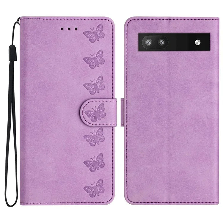 For Google Pixel 8a Case Anti-Scratch Phone Shell Imprinted Leather Wallet Stand Cover