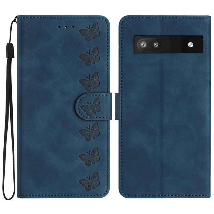 For Google Pixel 8a Case Anti-Scratch Phone Shell Imprinted Leather Wallet Stand Cover