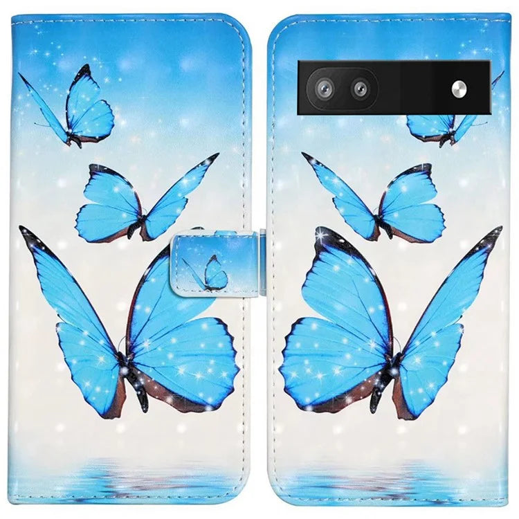 For Google Pixel 8a Mobile Phone Case 3D Pattern Printing Leather Cover