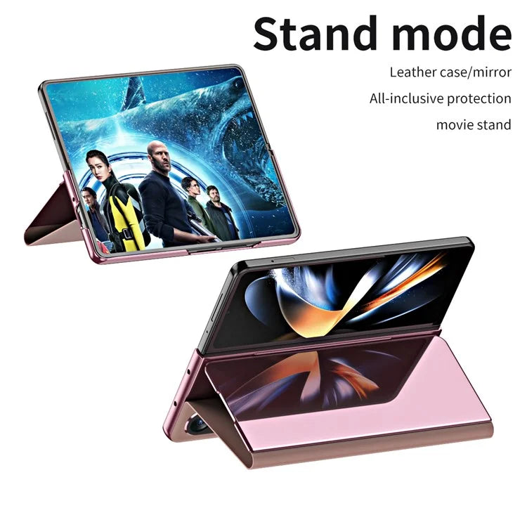 For Samsung Galaxy Z Fold6 5G Case Electroplating View Window Stand Leather Phone Cover
