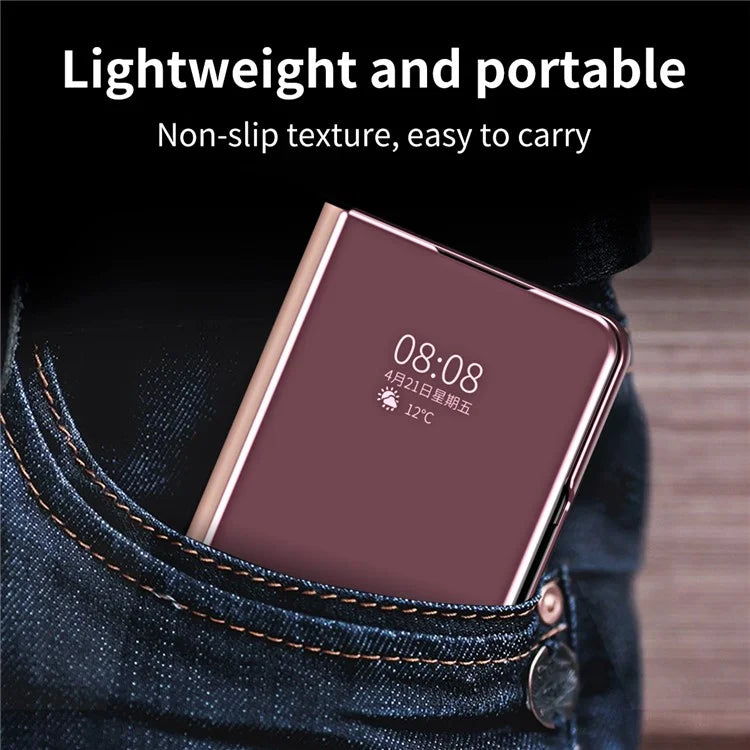 For Samsung Galaxy Z Fold6 5G Case Electroplating View Window Stand Leather Phone Cover