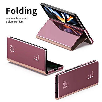 For Samsung Galaxy Z Fold6 5G Case Electroplating View Window Stand Leather Phone Cover