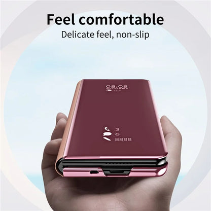 For Samsung Galaxy Z Fold6 5G Case Electroplating View Window Stand Leather Phone Cover