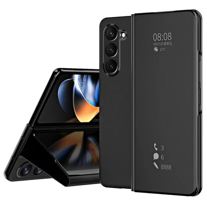 For Samsung Galaxy Z Fold6 5G Case Electroplating View Window Stand Leather Phone Cover