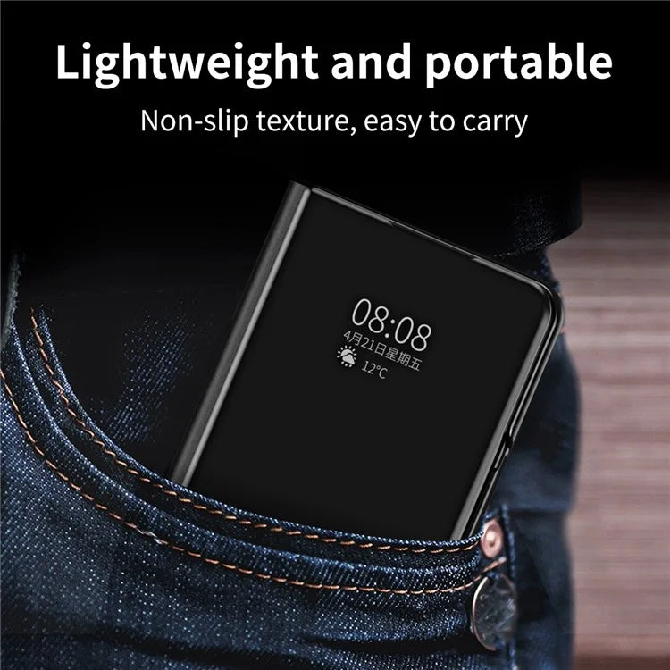 For Samsung Galaxy Z Fold6 5G Case Electroplating View Window Stand Leather Phone Cover
