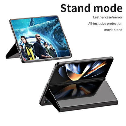 For Samsung Galaxy Z Fold6 5G Case Electroplating View Window Stand Leather Phone Cover