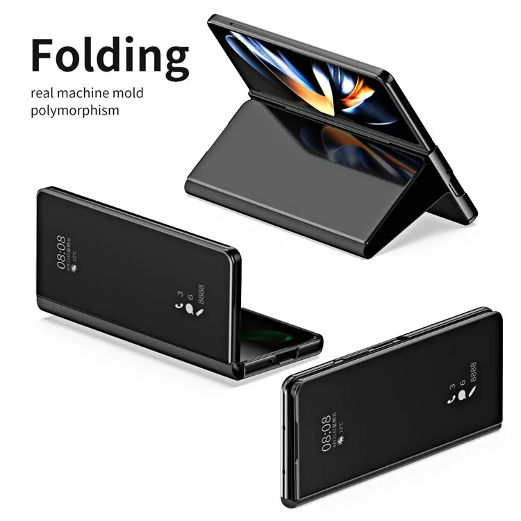 For Samsung Galaxy Z Fold6 5G Case Electroplating View Window Stand Leather Phone Cover