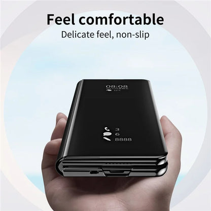 For Samsung Galaxy Z Fold6 5G Case Electroplating View Window Stand Leather Phone Cover