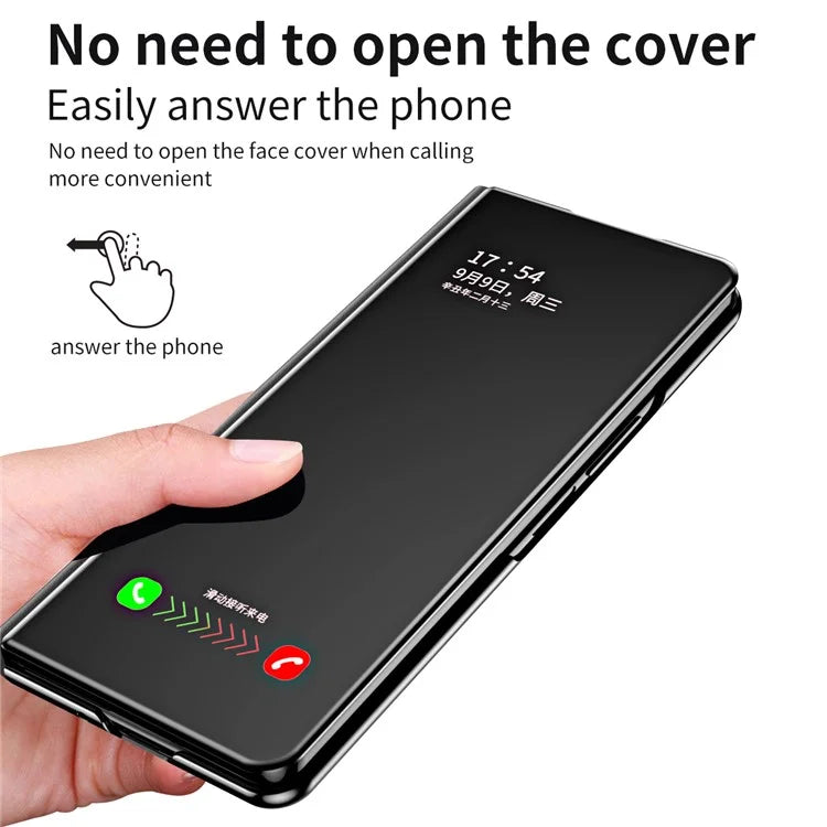 For Samsung Galaxy Z Fold6 5G Case Electroplating View Window Stand Leather Phone Cover