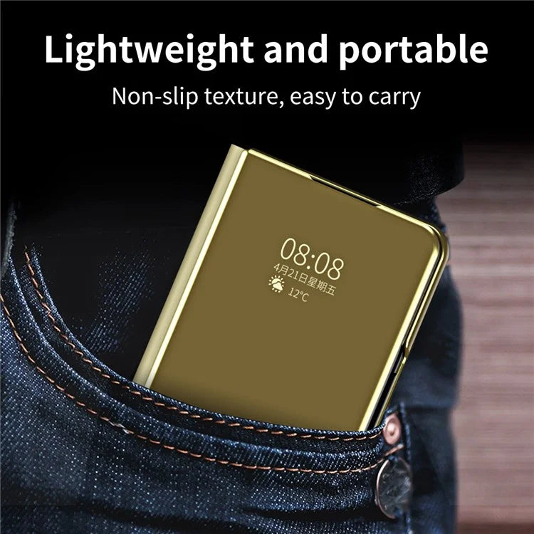 For Samsung Galaxy Z Fold6 5G Case Electroplating View Window Stand Leather Phone Cover