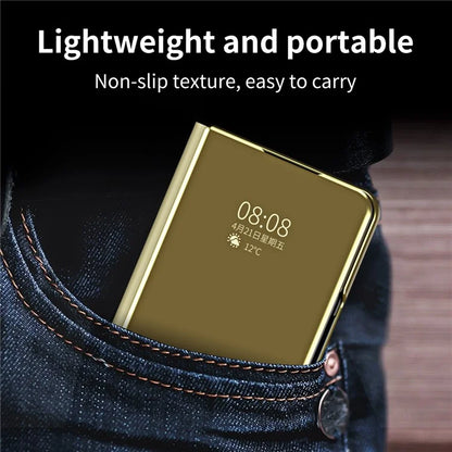 For Samsung Galaxy Z Fold6 5G Case Electroplating View Window Stand Leather Phone Cover