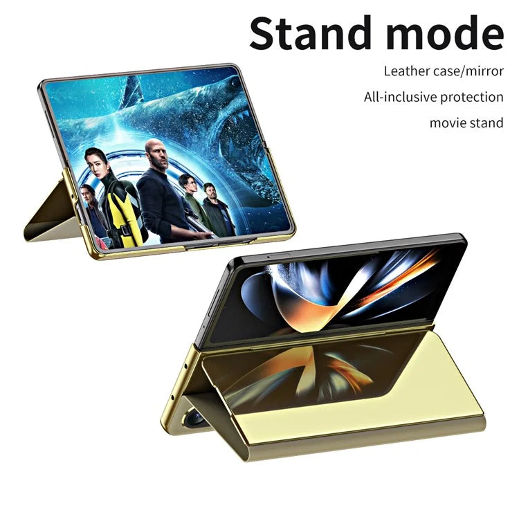 For Samsung Galaxy Z Fold6 5G Case Electroplating View Window Stand Leather Phone Cover