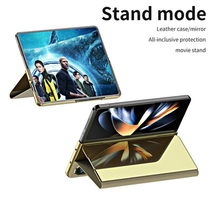 For Samsung Galaxy Z Fold6 5G Case Electroplating View Window Stand Leather Phone Cover