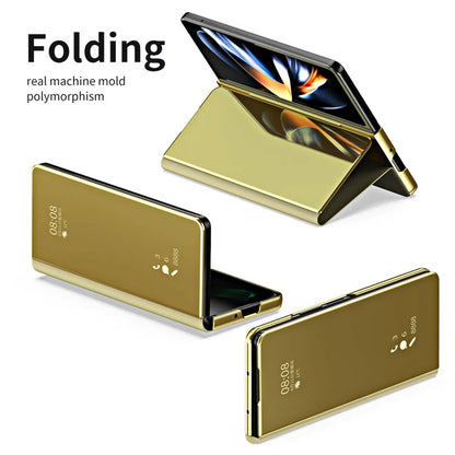 For Samsung Galaxy Z Fold6 5G Case Electroplating View Window Stand Leather Phone Cover