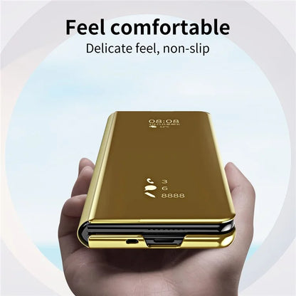 For Samsung Galaxy Z Fold6 5G Case Electroplating View Window Stand Leather Phone Cover