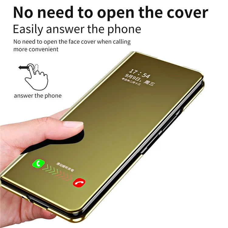 For Samsung Galaxy Z Fold6 5G Case Electroplating View Window Stand Leather Phone Cover