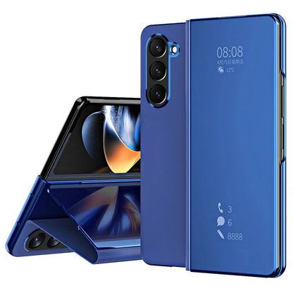 For Samsung Galaxy Z Fold6 5G Case Electroplating View Window Stand Leather Phone Cover