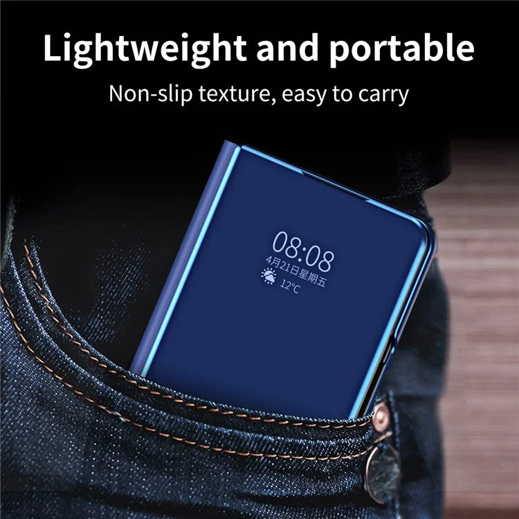 For Samsung Galaxy Z Fold6 5G Case Electroplating View Window Stand Leather Phone Cover