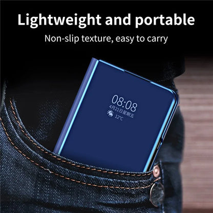 For Samsung Galaxy Z Fold6 5G Case Electroplating View Window Stand Leather Phone Cover