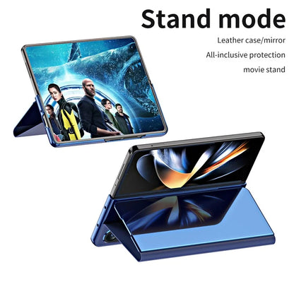 For Samsung Galaxy Z Fold6 5G Case Electroplating View Window Stand Leather Phone Cover