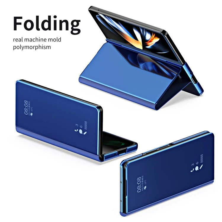 For Samsung Galaxy Z Fold6 5G Case Electroplating View Window Stand Leather Phone Cover