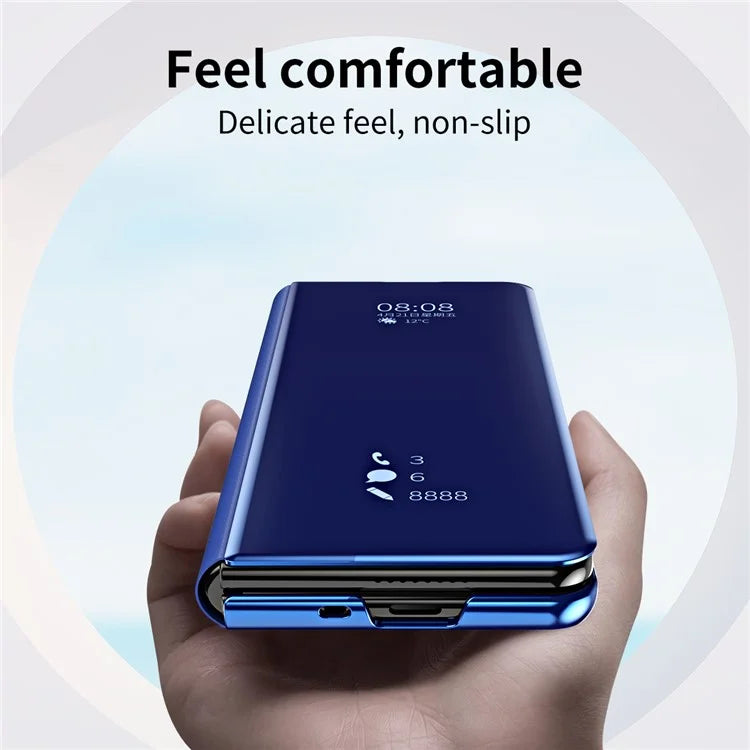 For Samsung Galaxy Z Fold6 5G Case Electroplating View Window Stand Leather Phone Cover