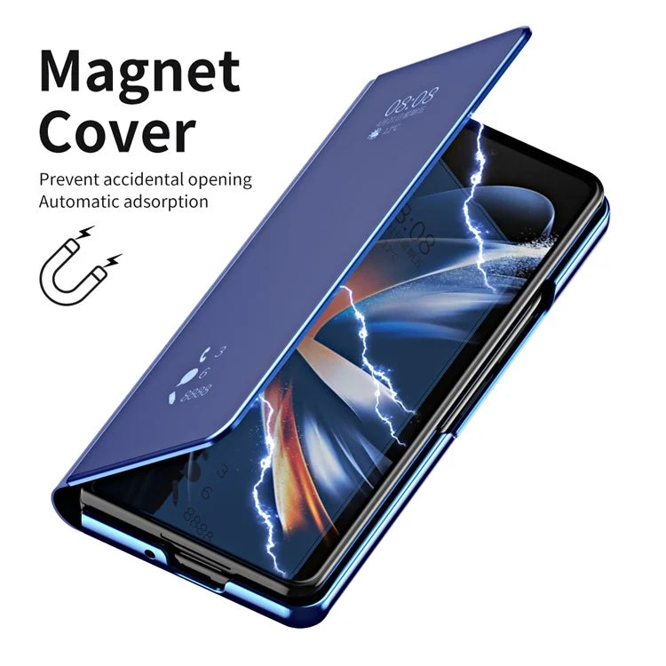 For Samsung Galaxy Z Fold6 5G Case Electroplating View Window Stand Leather Phone Cover