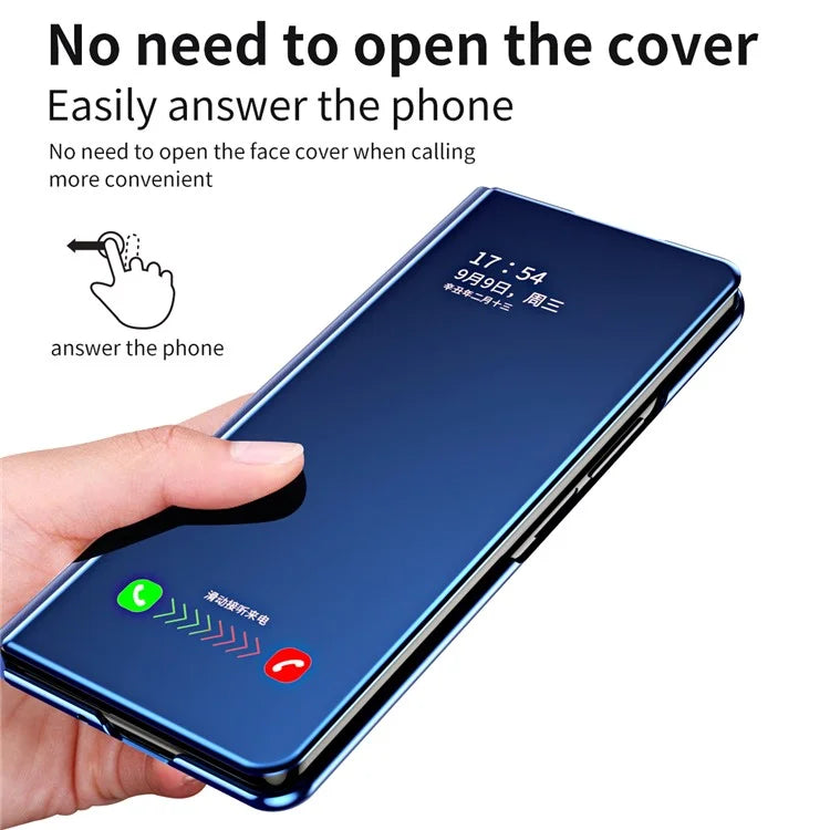 For Samsung Galaxy Z Fold6 5G Case Electroplating View Window Stand Leather Phone Cover