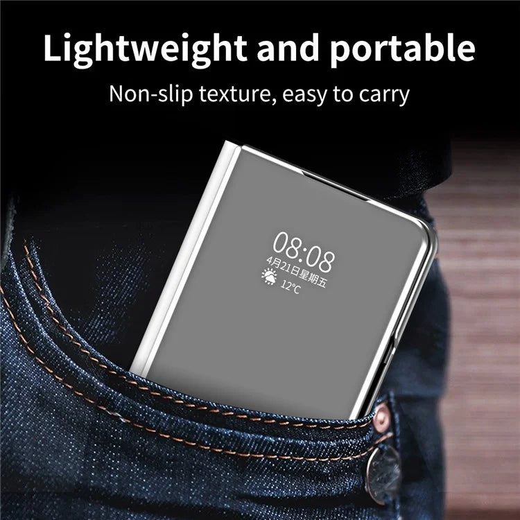 For Samsung Galaxy Z Fold6 5G Case Electroplating View Window Stand Leather Phone Cover