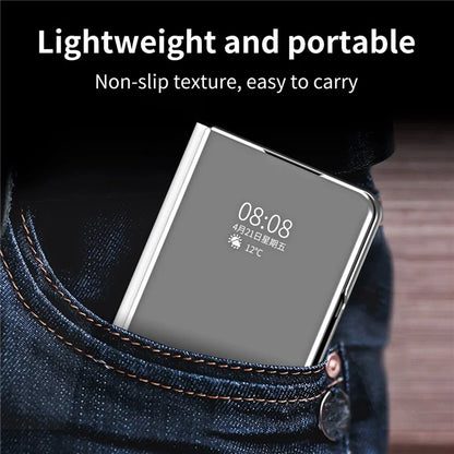 For Samsung Galaxy Z Fold6 5G Case Electroplating View Window Stand Leather Phone Cover